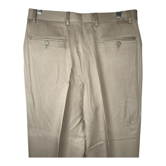 Men's LOUIS RAPHAEL Dark Khaki Flat Front Dress Pants Sz 33x47 NWT 100% wool - Picture 3 of 12